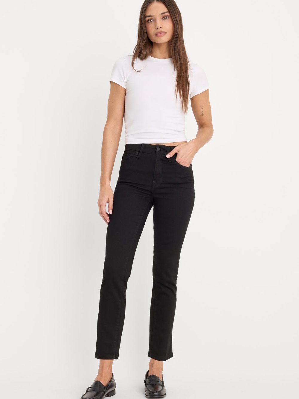 Good American Black High-Rise Straight Women's Jeans